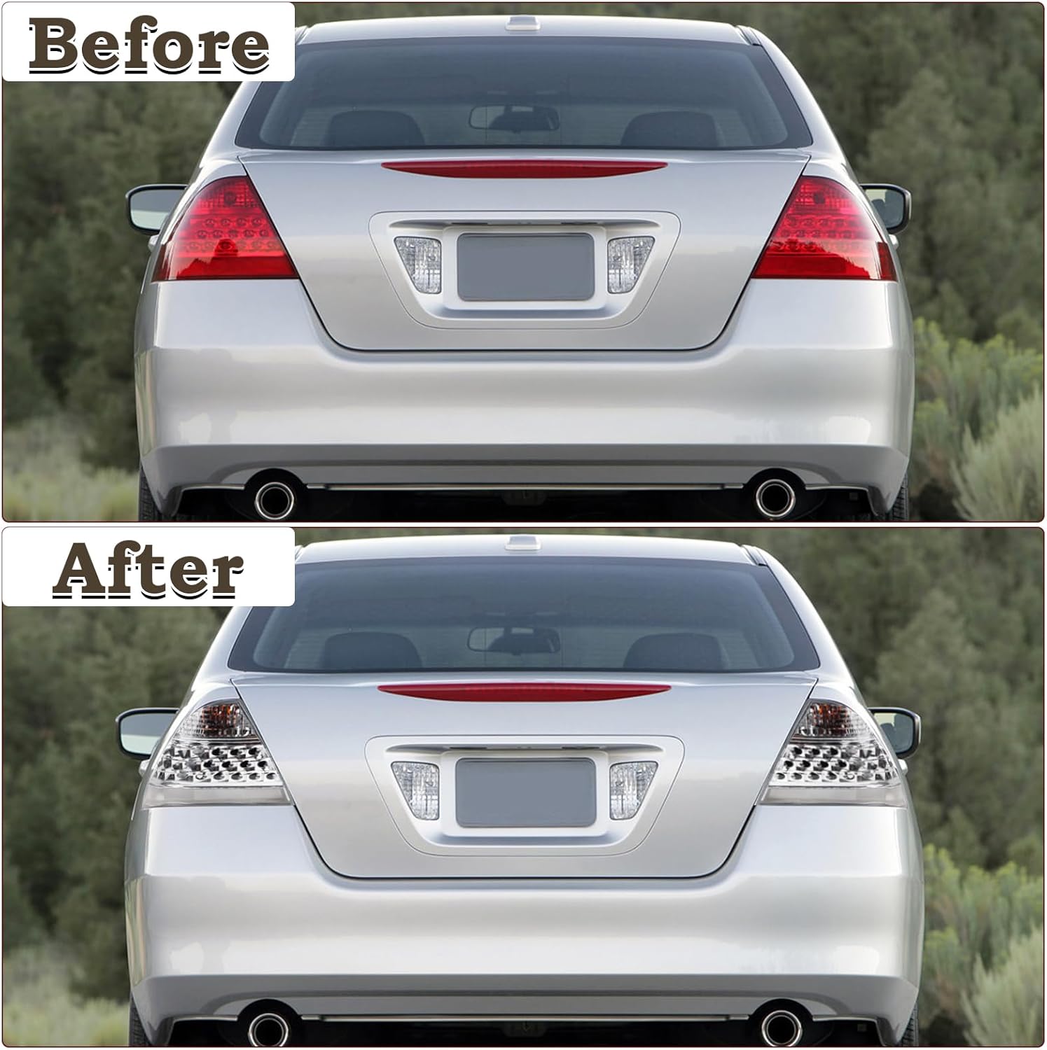 A Pair Tail Light Assembly Fit for 2006 2007 Honda Accord Sedan 4-Door Rear Light Left Driver and Right Passenger Side Rear Lamp Crystal Rear Brake Taillamp Clear Lens 33551-SDA-A32 HO2819130