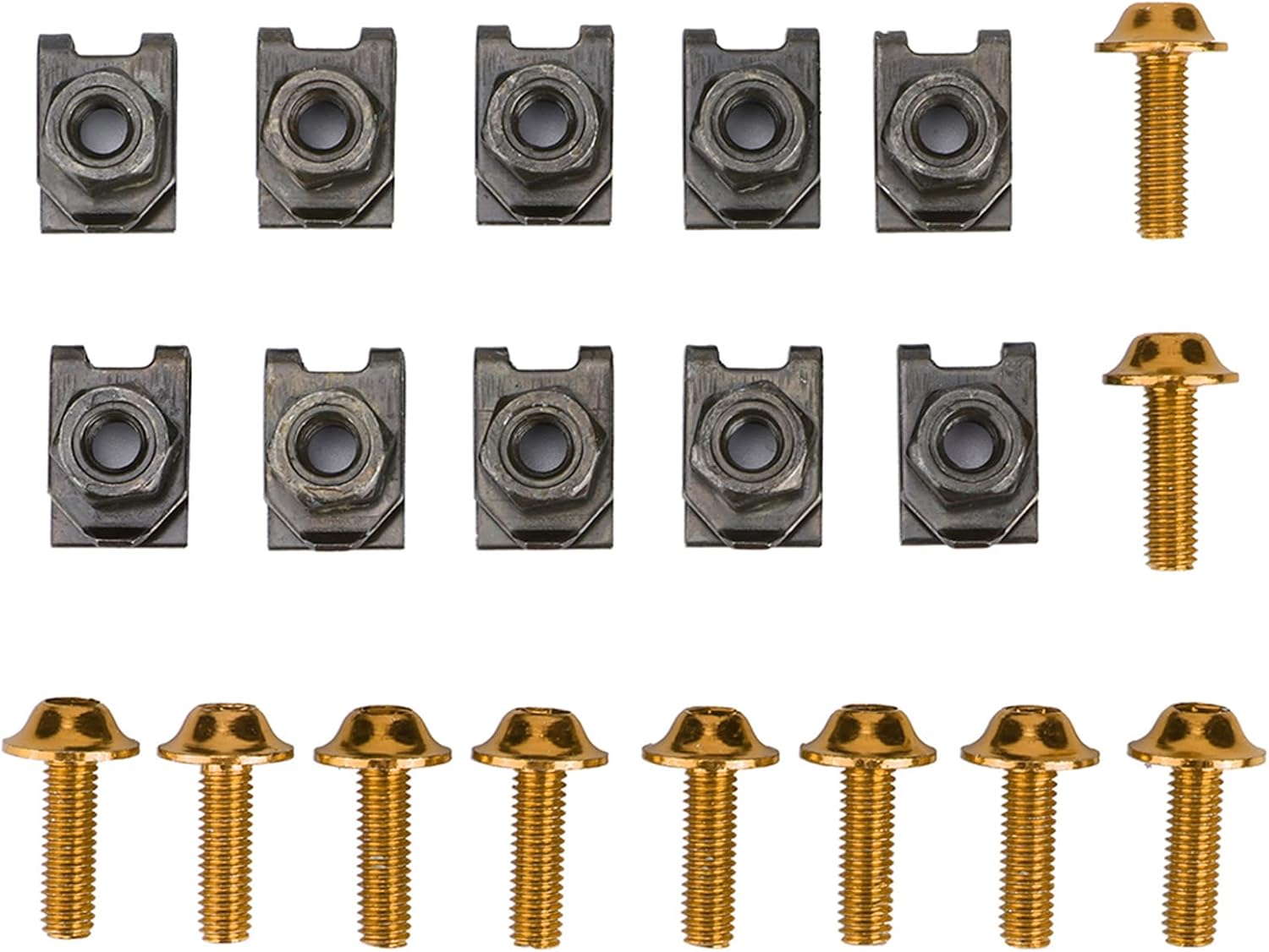 Hapivida M5 Motorcycle Fairing Body Bolts, 5 x 16MM Fairing Clip Nut Screw Spire Speed Fastener Clip Nut for Most Motorcycle(Gold), default