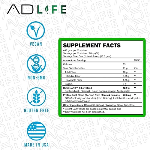 Miniatura 3 de Project AD Fiber+ Suplemento de fibra - Apoya la salud intestinal y la regularidad digestiva, la fibra es ideal para perder peso, desintoxicación,