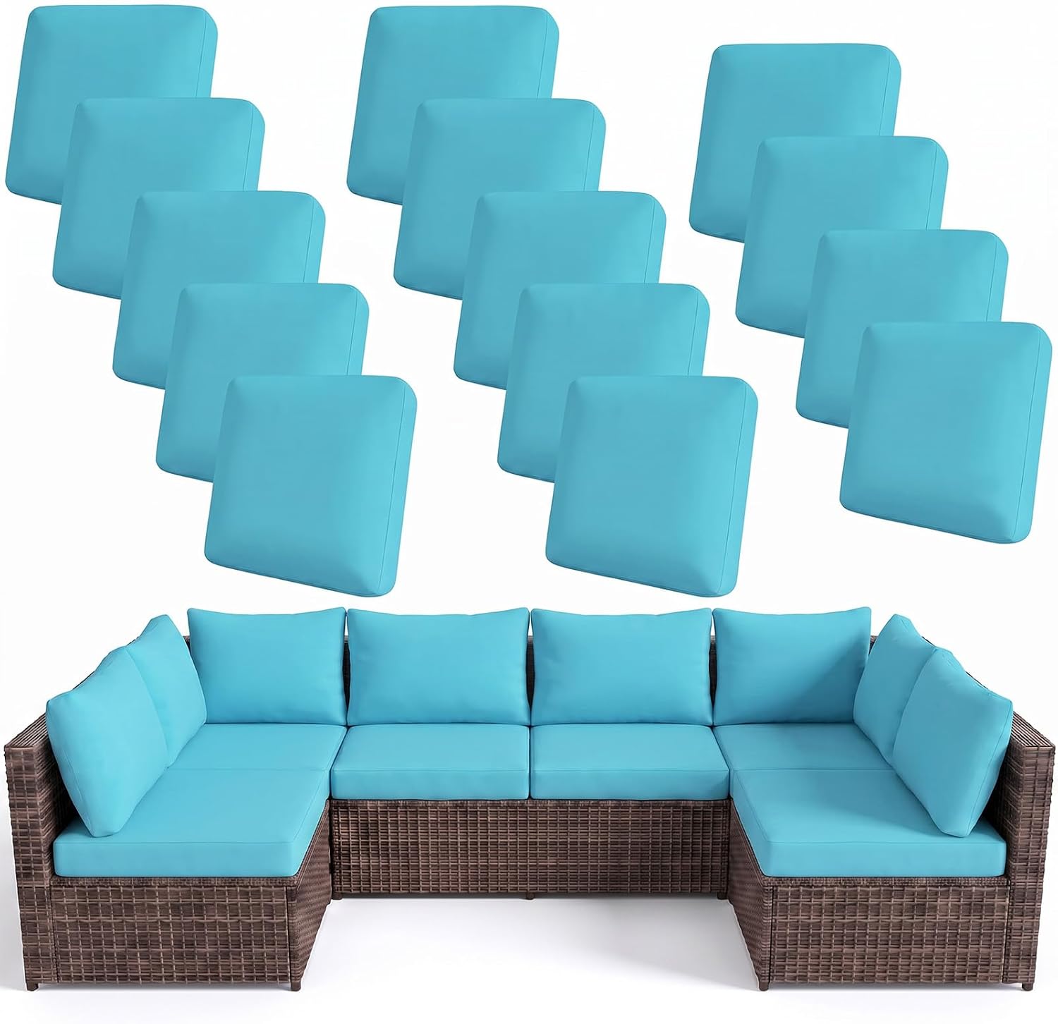 4Pcs Patio Cushion Covers Stretch Outdoor Furniture Protector Slipcovers thumbnail