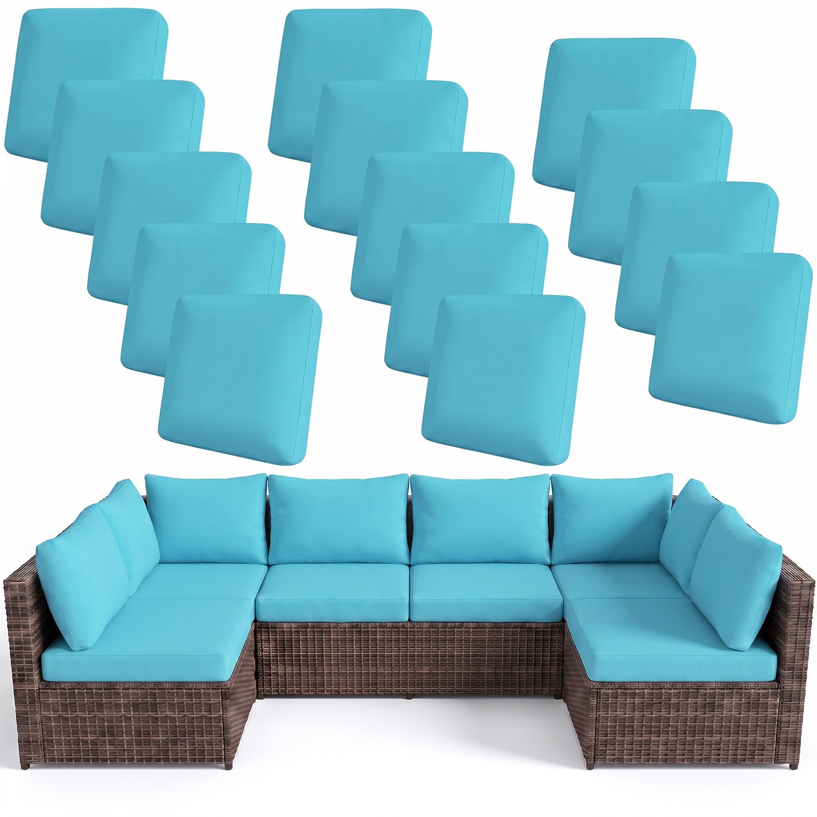 Photo 1 of 14Pcs PickyNproud Patio Cushion Covers - Aqua Blue