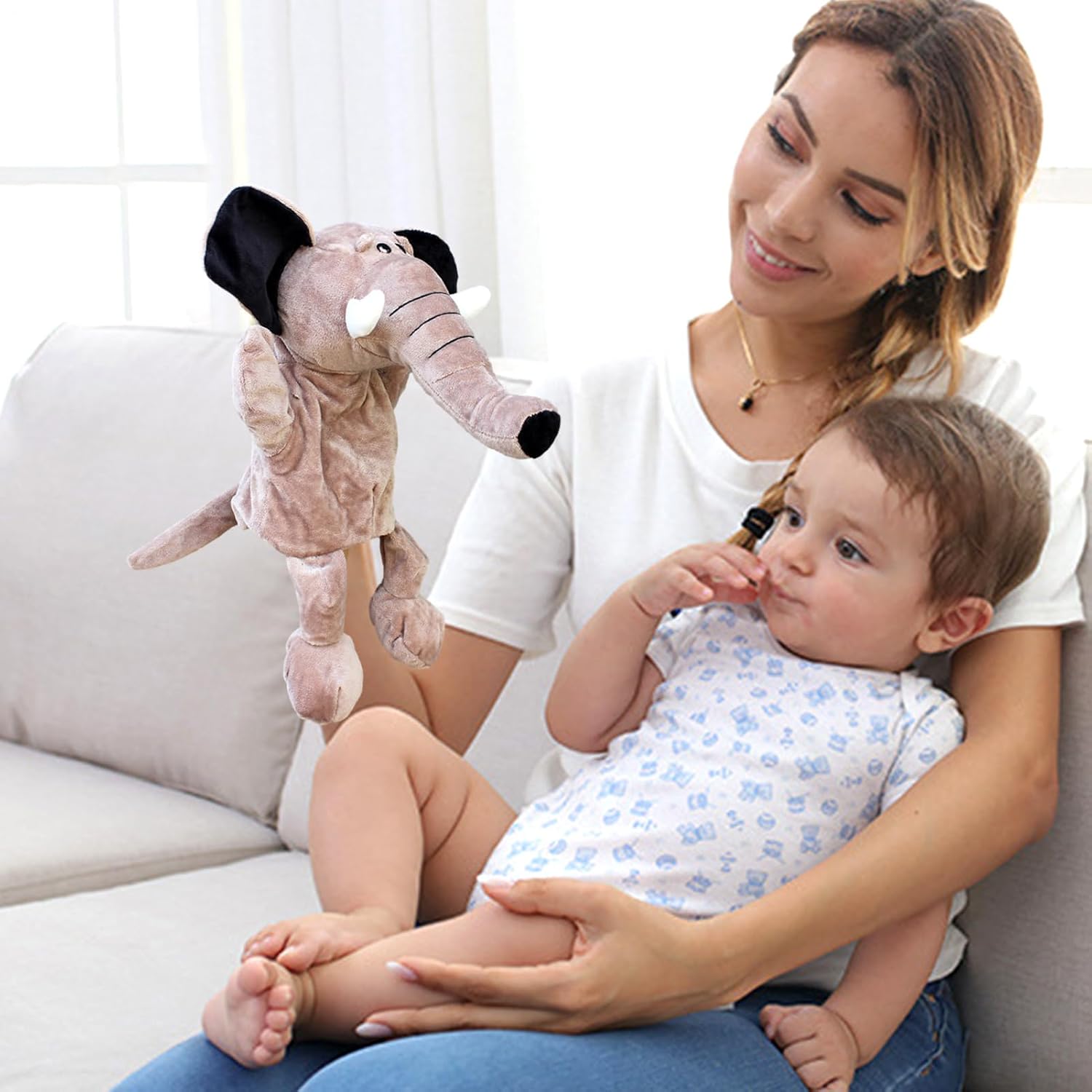 Cartoon Animal Hand Puppet – Soft Plush Ventriloquist Style Toy with Opening Mouth | Interactive Role Play Puppet for Parent Child Communication Education and Fun Games