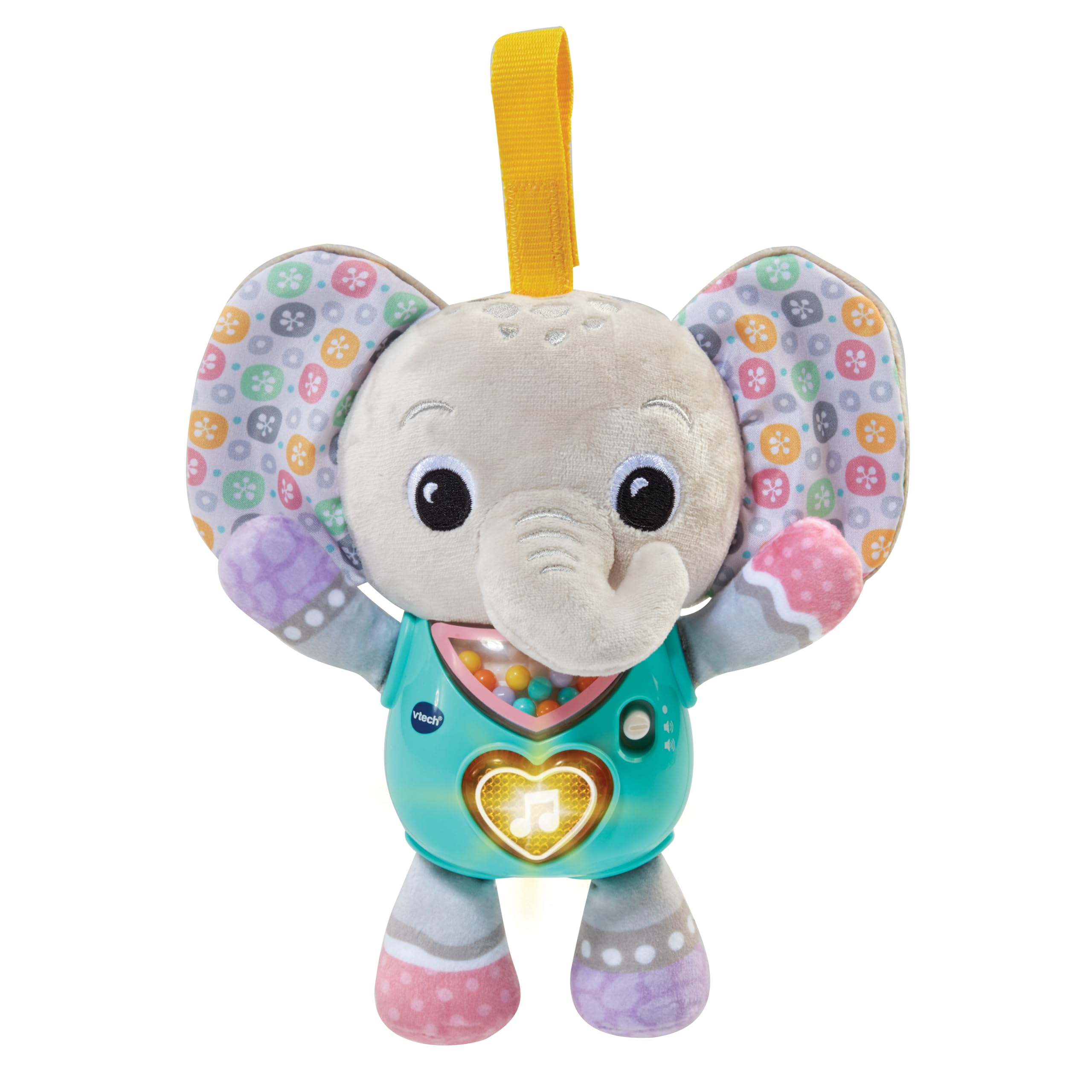 VTech-Baby Peluche musical bebé Pequelefante, juguete bebés 3 meses, elefante de tela con diferentes texturas, tira de velcro para colgar, enseña vocabulario básico, Versión ESP
