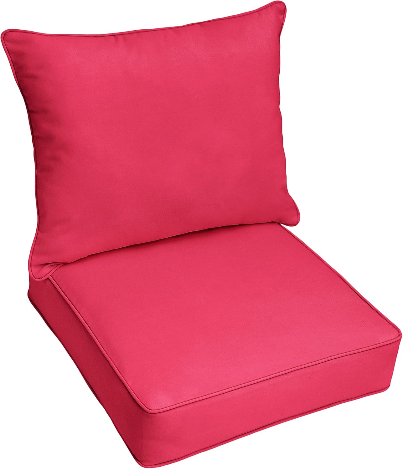Sorra Home Sunbrella Deep Seating Cushion Set with Lumbar Pillow - Outdoor Chair Pad & Back Pillow, Water & Fade Resistant for Patio Furniture with Plush Foam - Canvas Hot Pink (23" x 25" x 5")