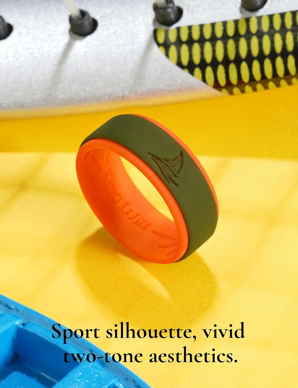 King Will Mens Two-Tone Silicone Wedding Band Lasered Rubber Rings