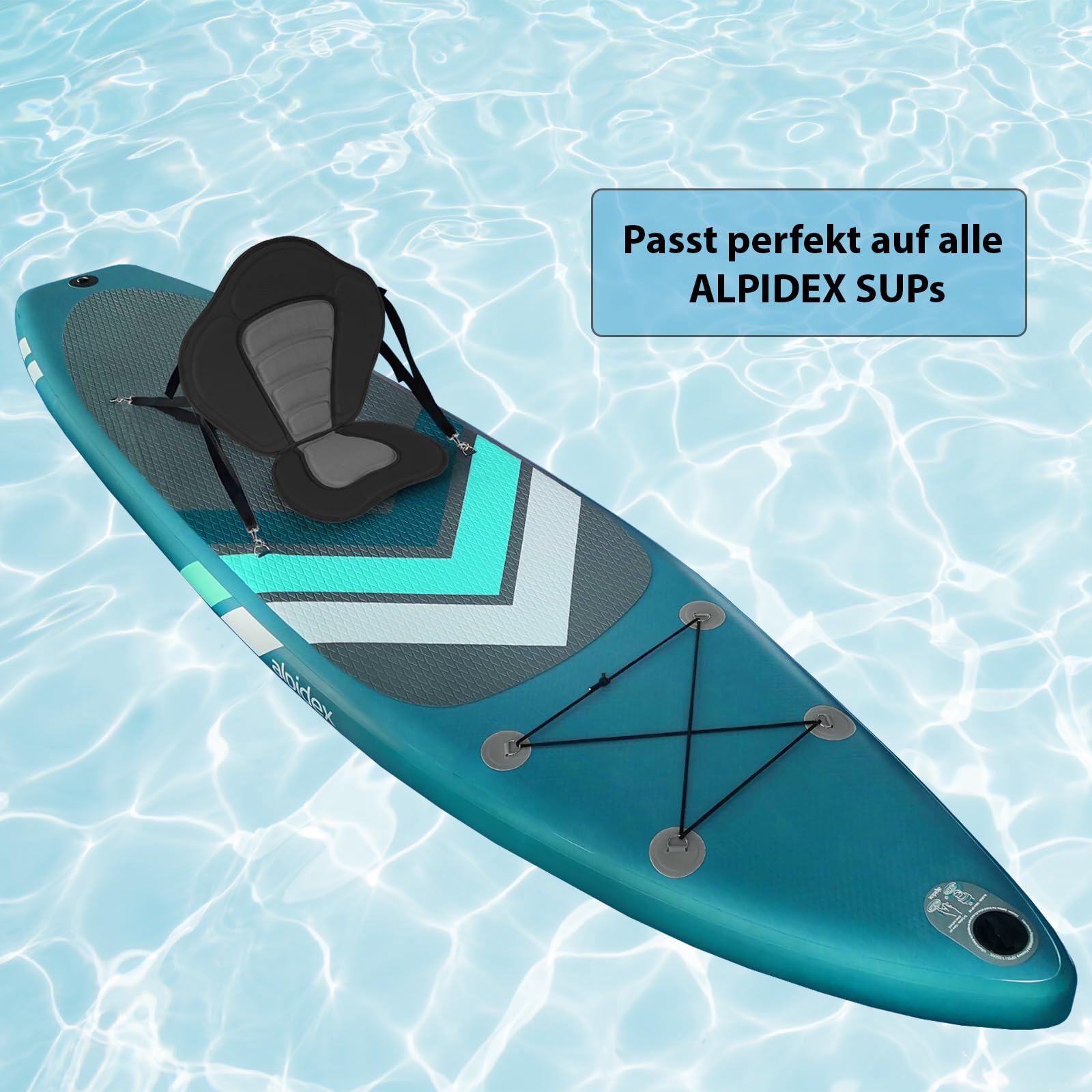 ALPIDEX Sitz SUP Kajak Sitz Stand Up Paddle Board Surfboard Paddleboard 32x38 cm Bequeme Gepolsterte Sitzfläche 52x45 cm Rückenlehne Verstellbar Komfortable Sitzposition