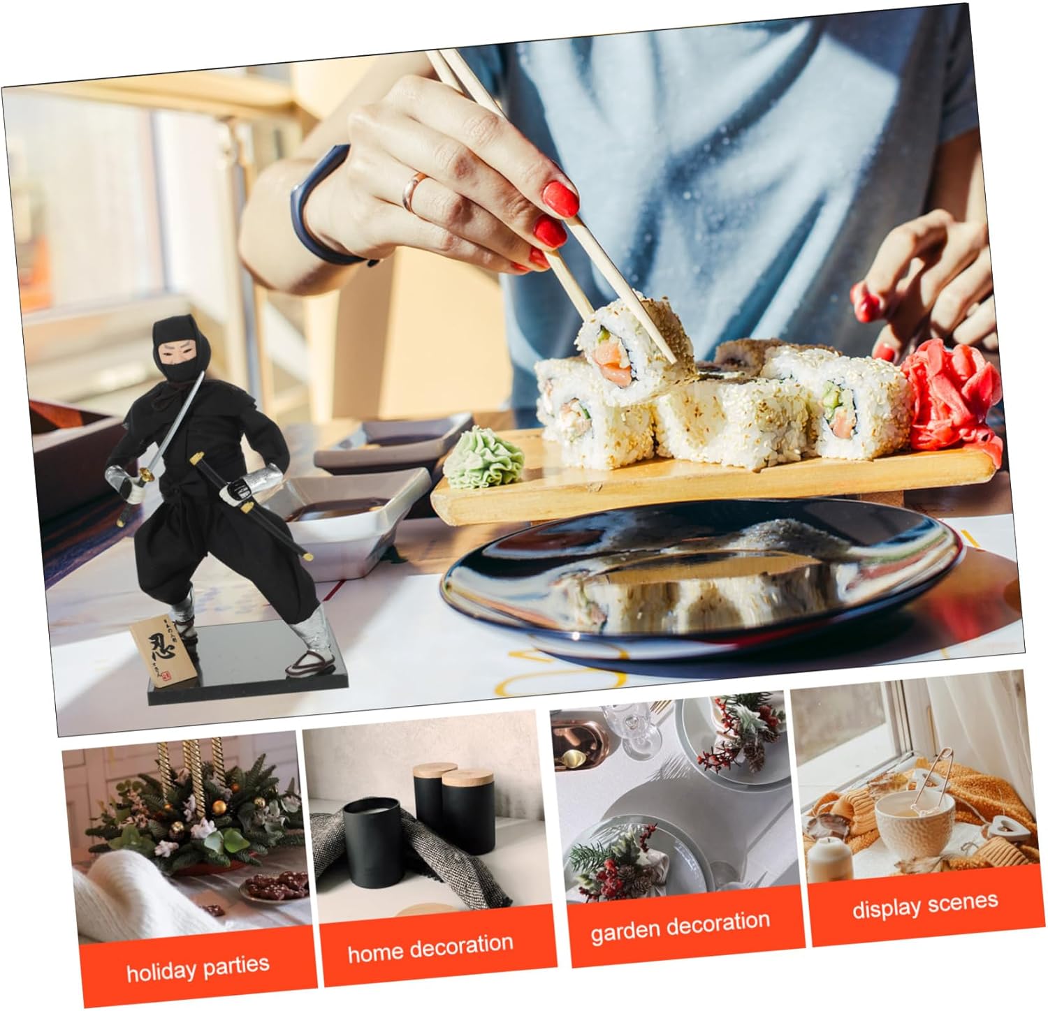 HANABASS Lovely Ninja Doll Figure Japanese Home Decor Artware for Living Room and Office Detailed Design Bright Colors Decorative Ninja Doll for Any Space