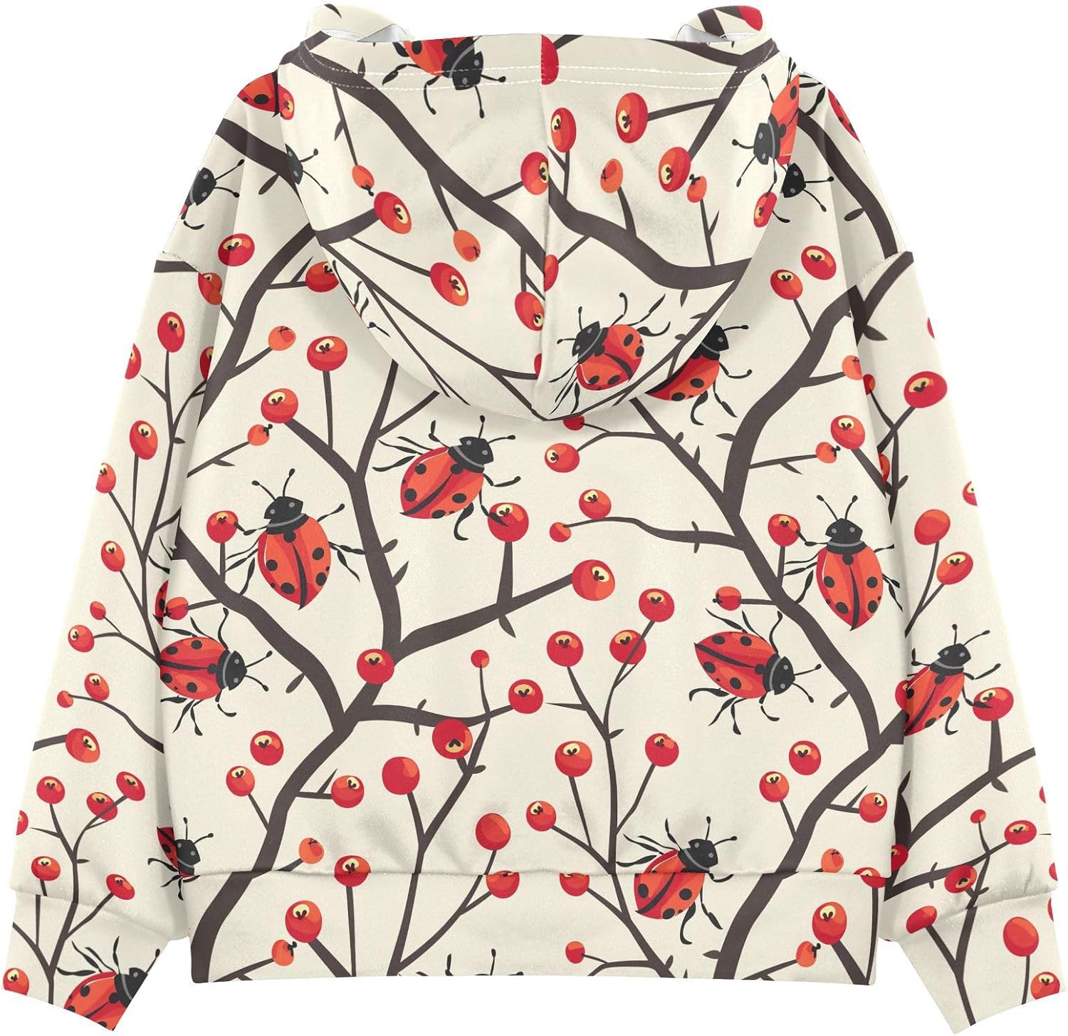 ALAZA Lady Bug Poinsettia Hoodies Sweatshirt for Boys Girls Kids Hooded Pullover Top