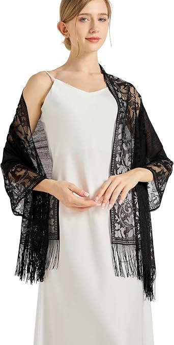 vimate Lace Floral Shawls and Wraps for Women Evening Formal Dresses Wedding Bridal Shawl Scarf