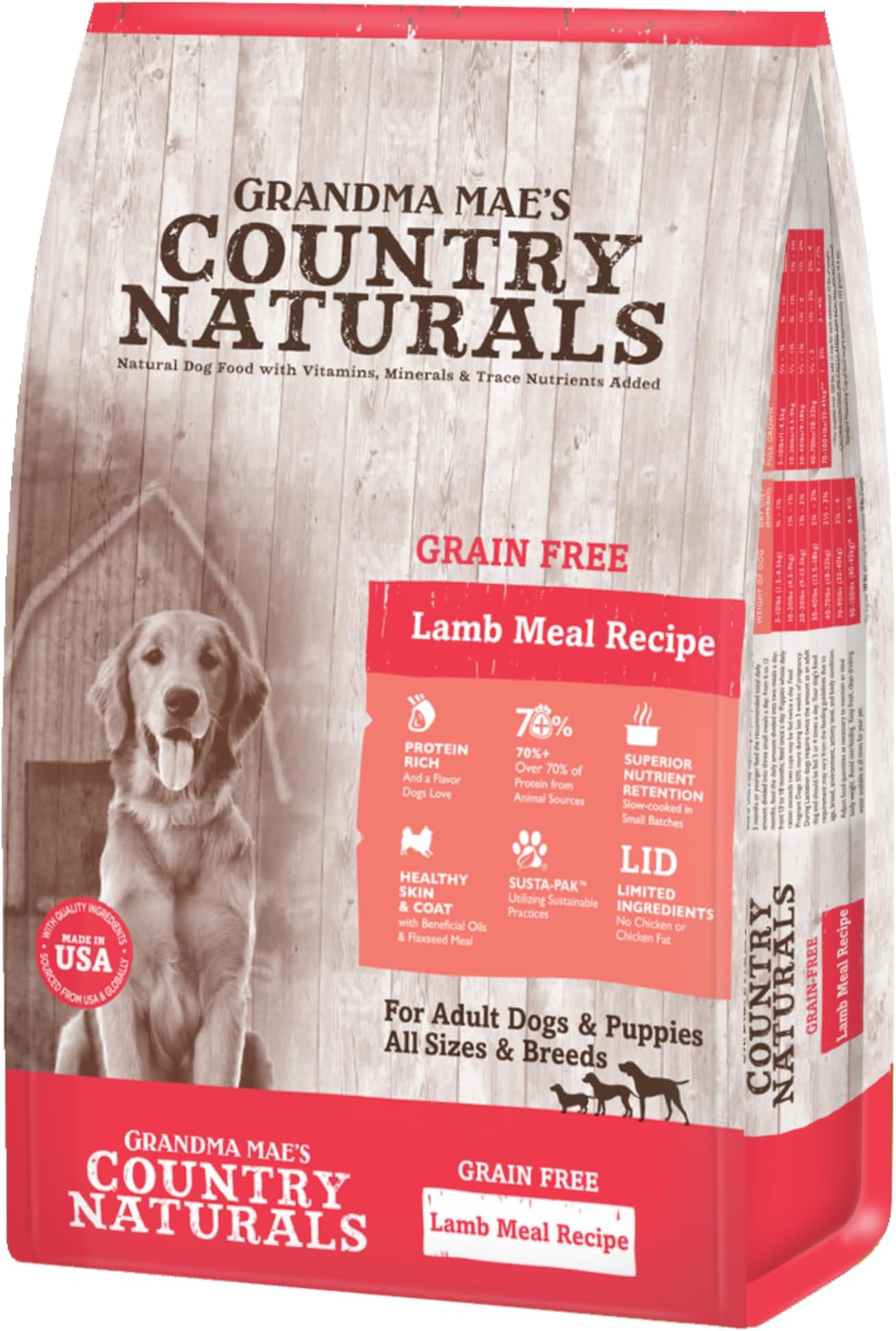 Grandma Mae's Country Naturals Premium All Natural Dog Food - Pork Recipe, 4 Lb Bag, No By-Products Or Fillers