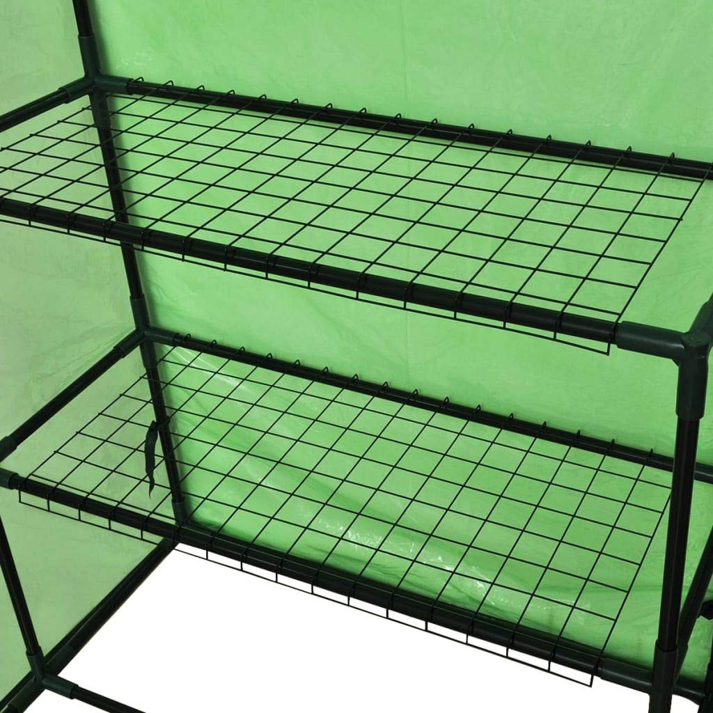Invernadero con 4 estantes, marco de acero con recubrimiento en polvo, cubierta de PVC resistente a los rayos UV y a las heladas, verde transparente, dimensiones 120 x 80 x 190 cm, para