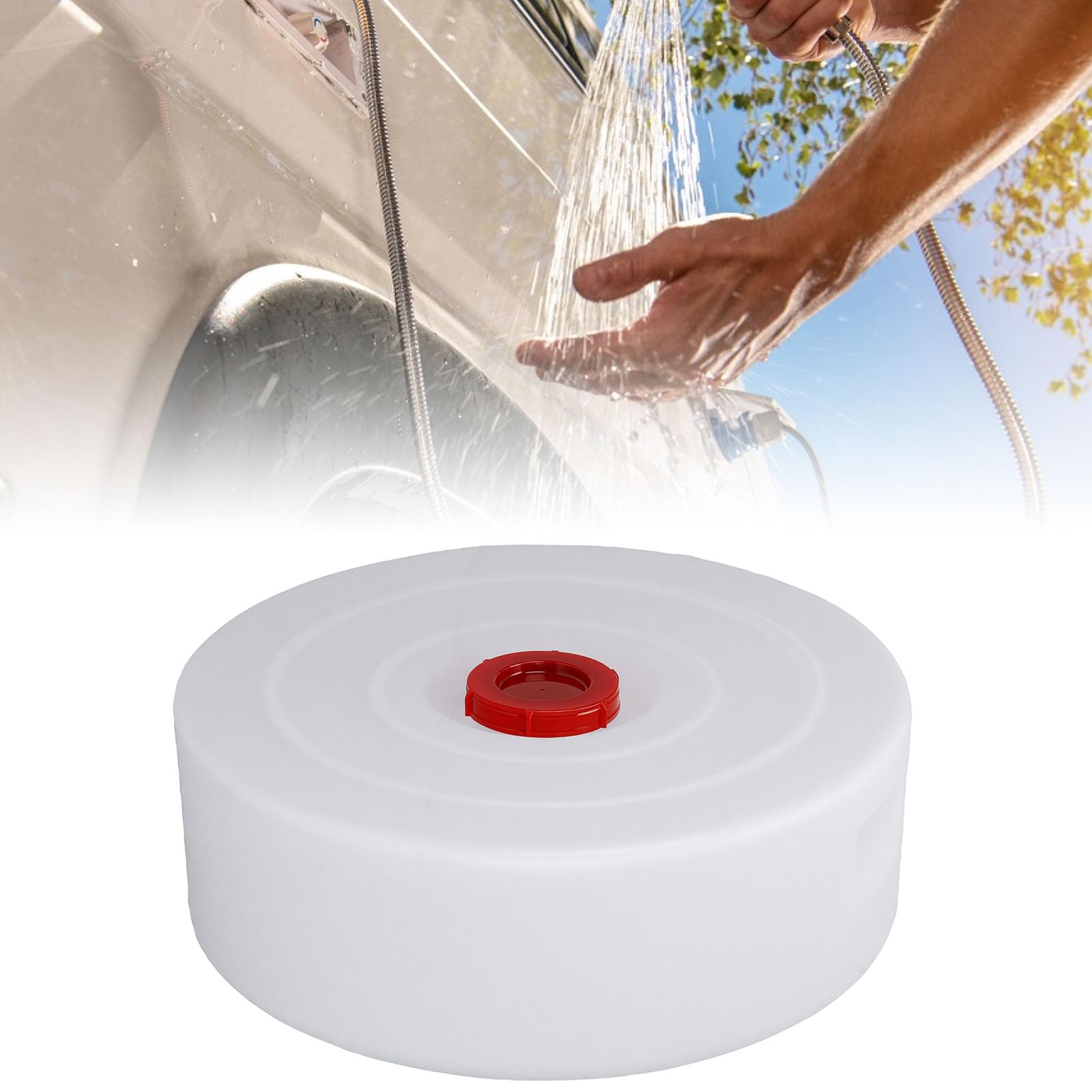 Yctze Wohnmobil-Wassertank, Süßwassertank, Wasserspeichertank, 12 Gallonen, 45 L, LLDPE in Lebensmittelqualität, Nahtlos, Auslaufsicher, mit Verstecktem Griff, 100 Mm Einlass