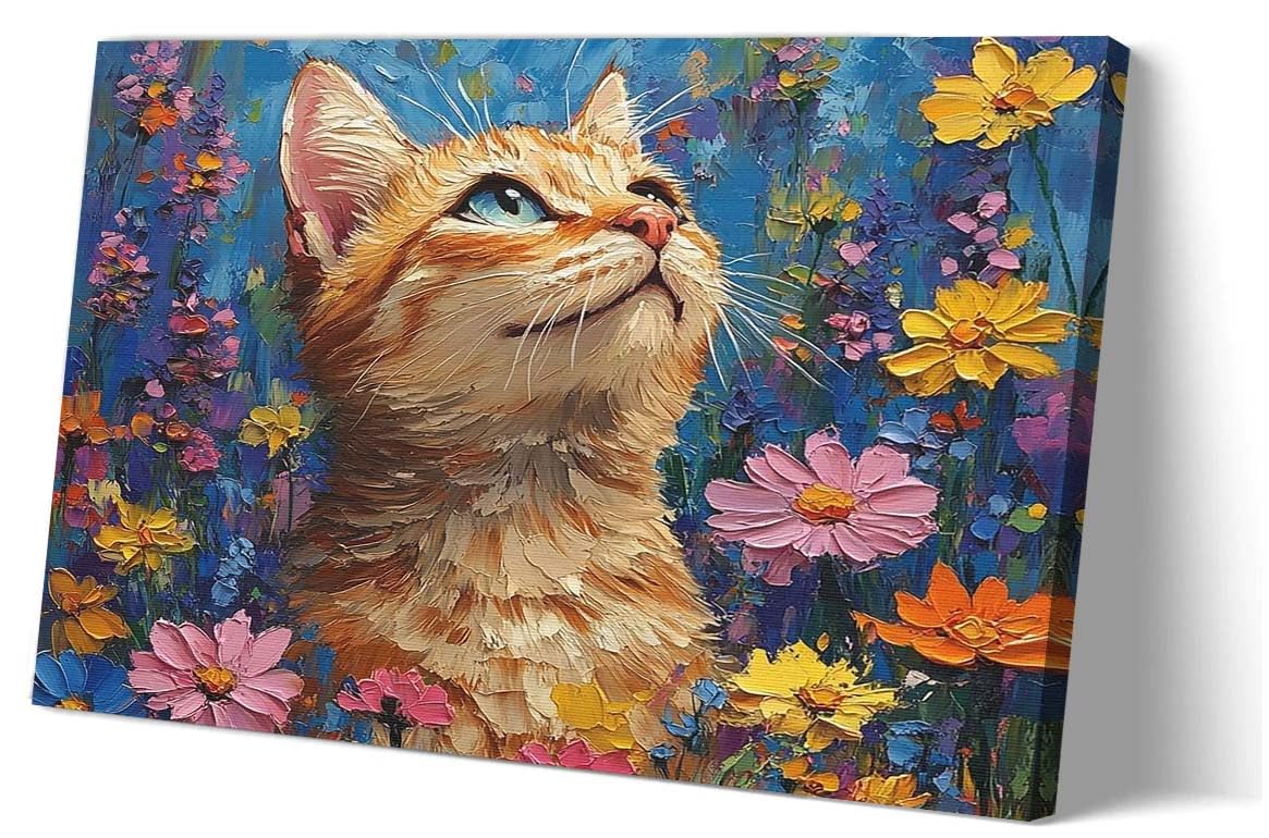 Luosucsf Orange Tabby Cat Wall Art Colorful Wall Art, Orange Tabby Cat Memorial Portrait Poster Kitchen Picture Prints Decor Room Canvas Decoration (