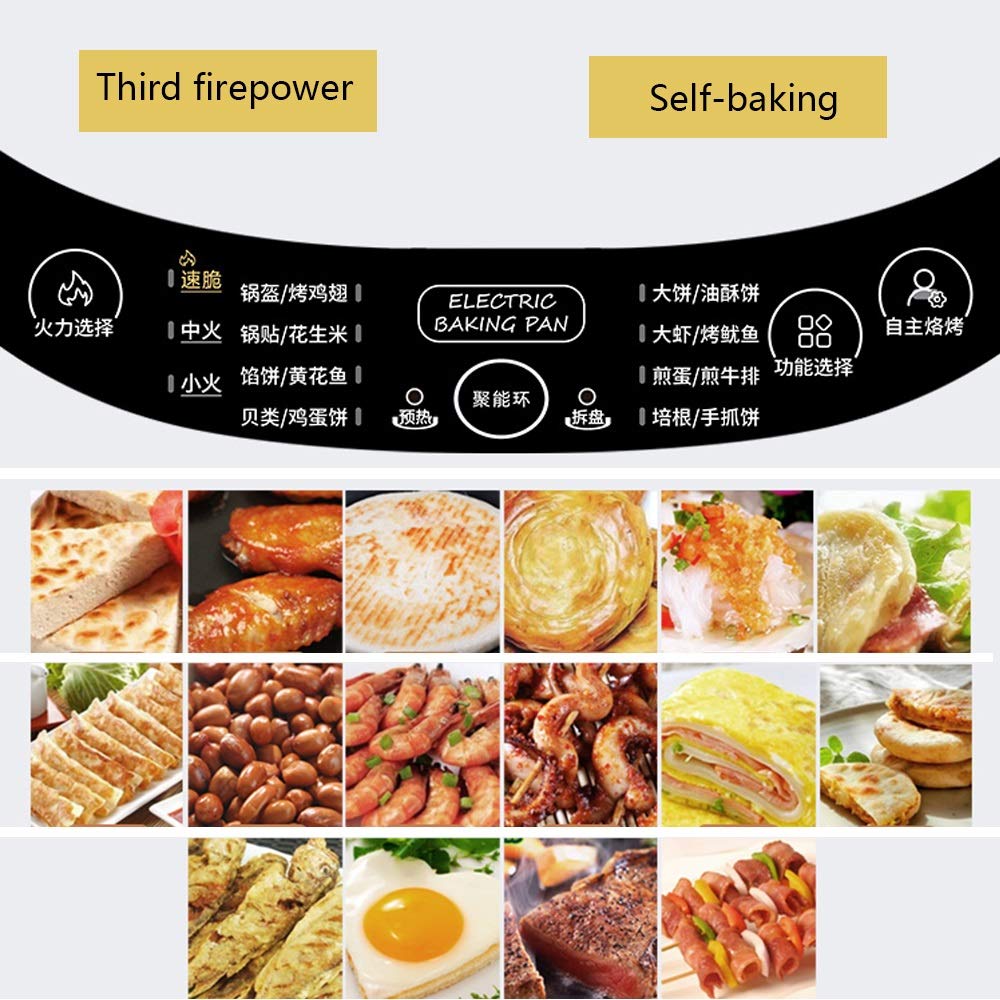 Bandeja para Hornear eléctrica con Revestimiento Antiadherente, Panqueques para el hogar, Bandeja para Hornear de Doble Cara, Lavable, Apagado automático, 1300 W