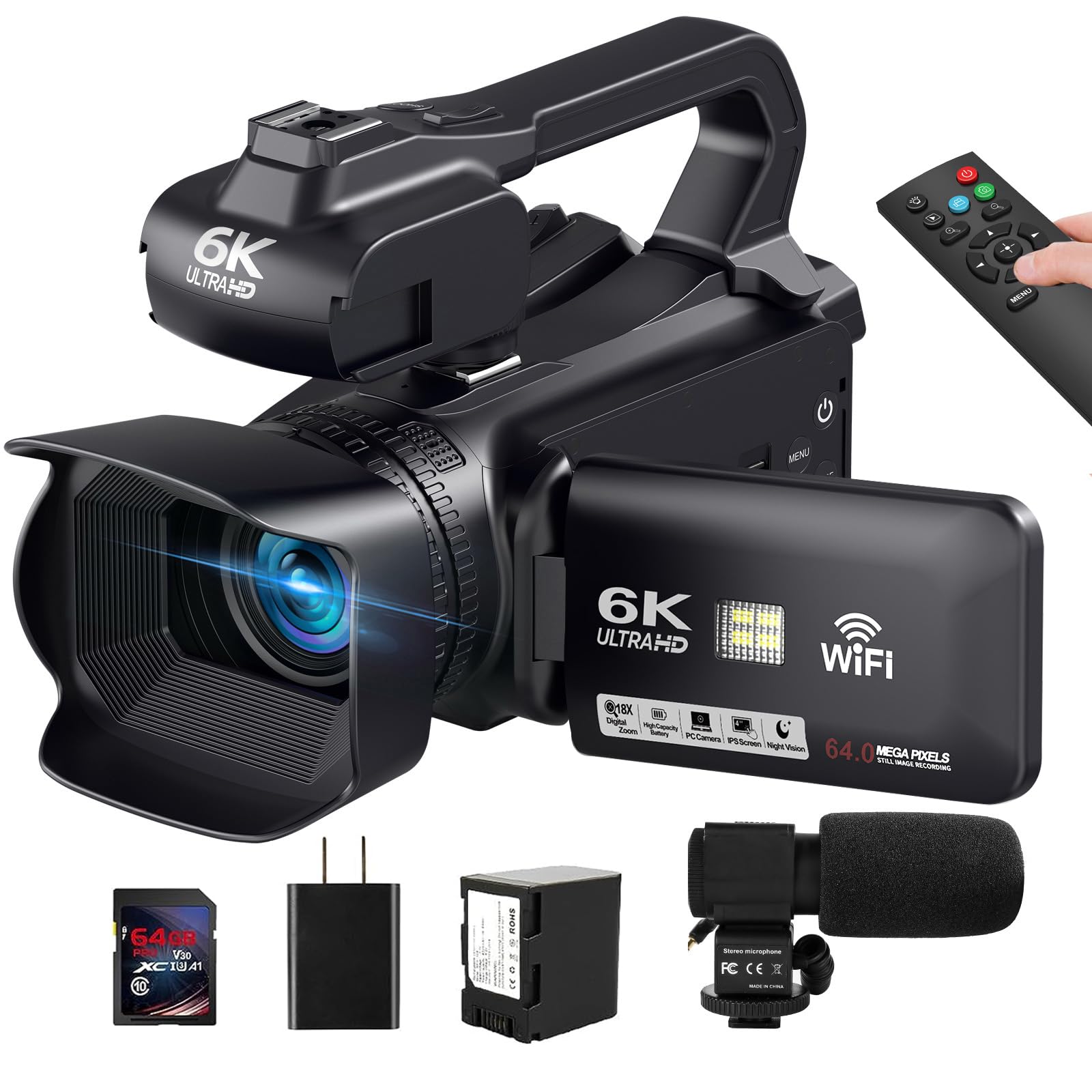 ABJURNJ 6K 64MP UHD video camera camcorder