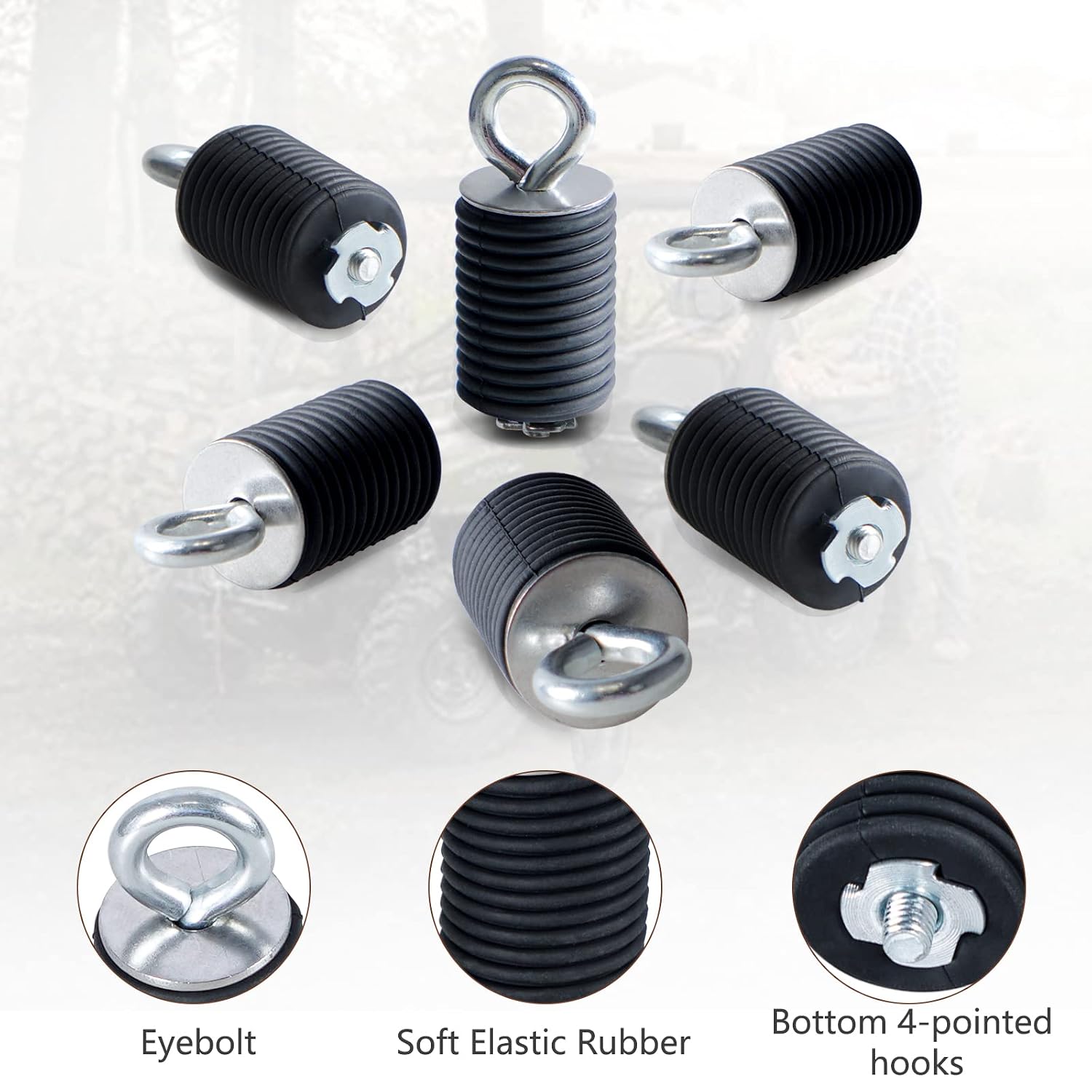 6 Pack UTV Lock and Ride Tie Down Anchors Bed Anchors with 1-7/16" Holes Compatible with Polaris General Ranger 500 570 1000 XP 900 800 700,Black