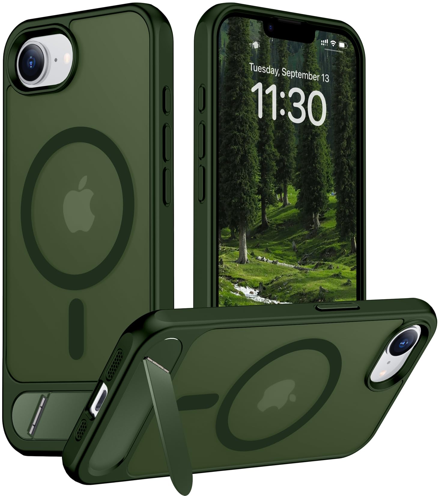 Temdan Magnetic Compatible with iPhone 17e Case &amp; iPhone 16e Case,[Built-in Invisible Kickstand][Compatible with MagSafe][Military Grade Shockproof] Slim Translucent Matte Case for iPhone 16e/17e 6.1"
