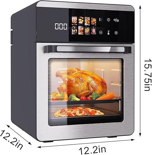 Miniatura 2 de Horno freidora de aire grande de 18 cuartos con pantalla táctil, freidora de aire 10 en 1, asar, hornear, asar, secar, congelar, a prueba de