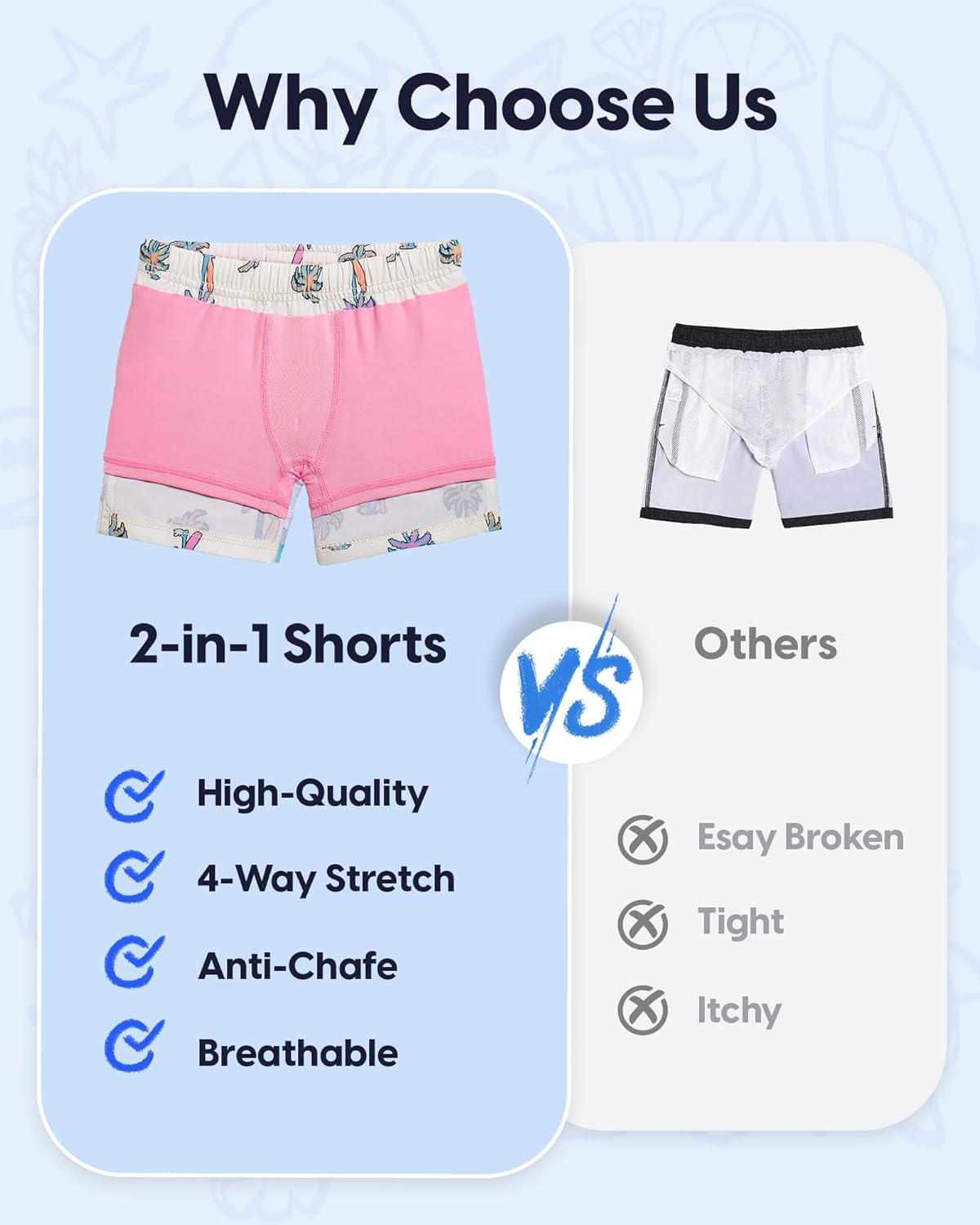 maamgic Boys Swim Trunks with Compression Liner Quick Dry Swim Shorts Anti-Chafe Boy Bathing Suit - Image 3