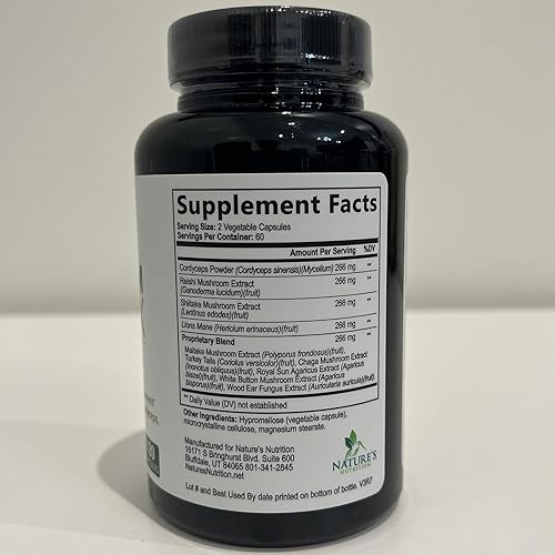 Miniatura 15 de Suplemento de hongos Nootropic 1330mg - 10 en 1 suplementos cerebrales de alta resistencia complejo de hongos con melena de león, cola de pavo