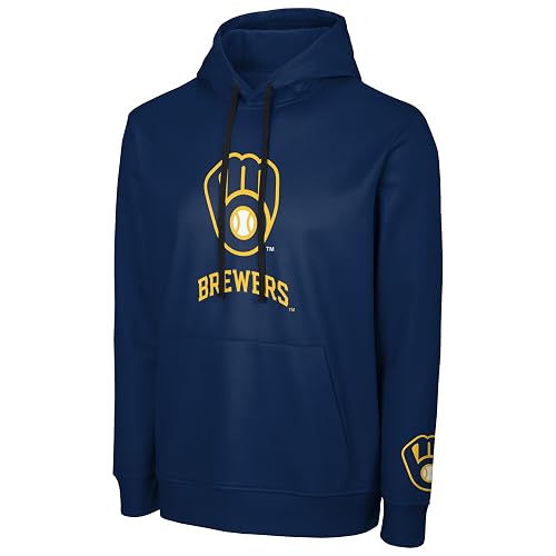 MLB Men's Official Primary Logo Wordmark Polyester Pullover Hoodie Sweatshirt