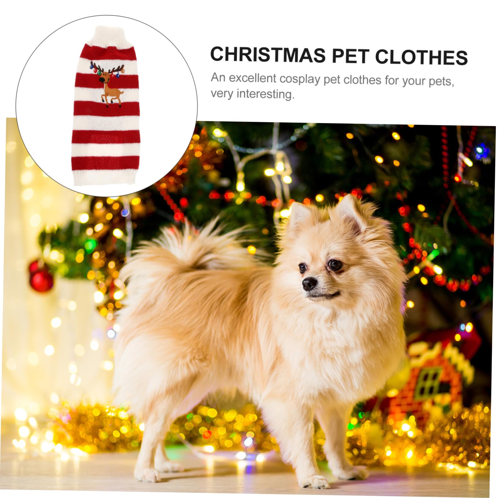 POPETPOP Maglione per Cani Invernale Forma di Alce per Animali Domestici Vestito Natalizio Senza Bottoni o Cerniera per Cani