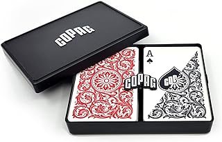 Copag 1546 Design 100% Plastic Playing Cards, Bridge Size (Narrow) Red/Black Double Deck Set (Regular Index)