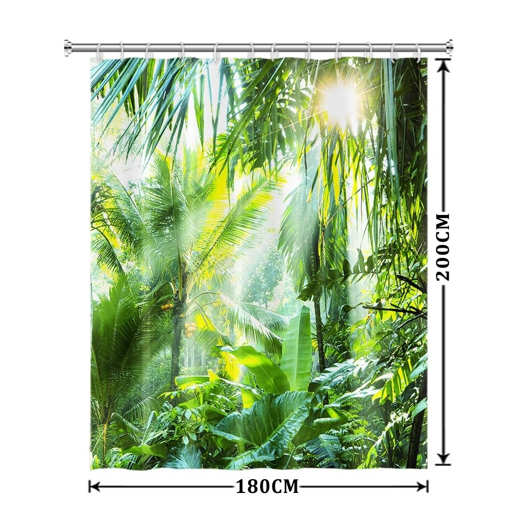 Uiiooazy Cortina de Ducha de Hoja Eucalipto, Cortinas de Ducha Verde Oro Abstracto Planta Cortinas de Baño Antimoho Impermeable Lavable Tejido de Poliéster Cortina Ducha con Ganchos 90x180cm — view 323