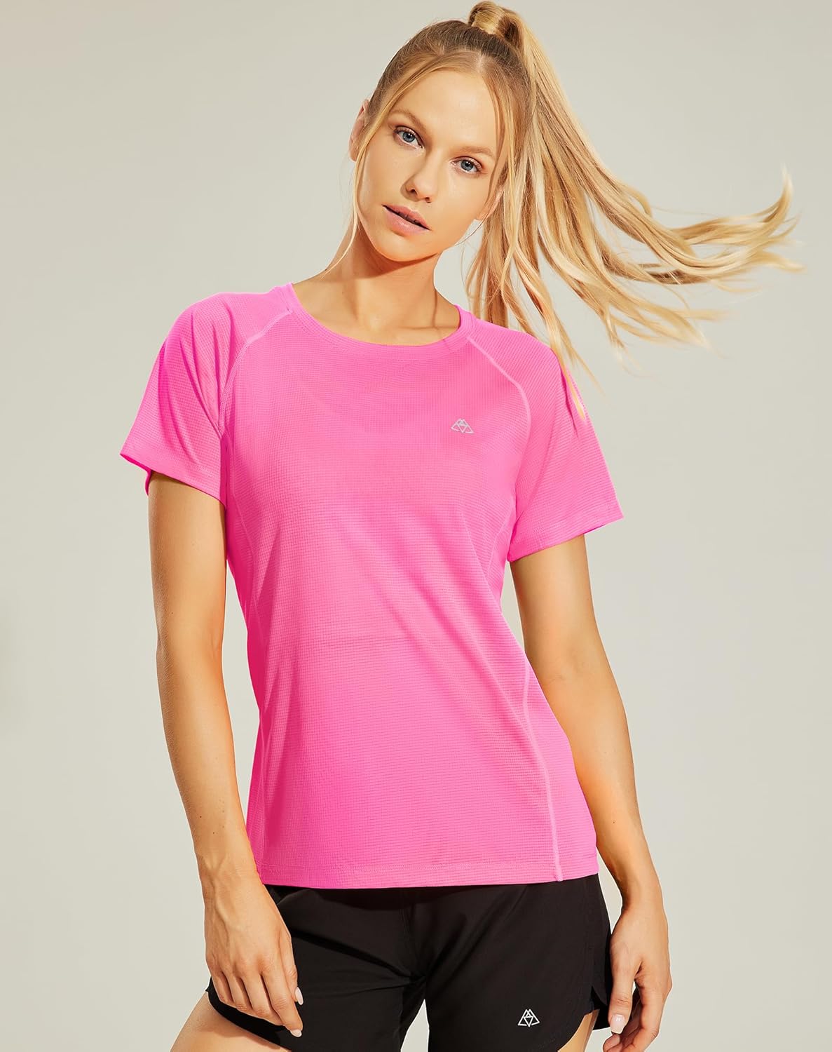 Haimont Women's Athletic Workout Running Shirts Lightweight Quick Dry Raglan Short Sleeve Tops for Gym Hiking Exercise