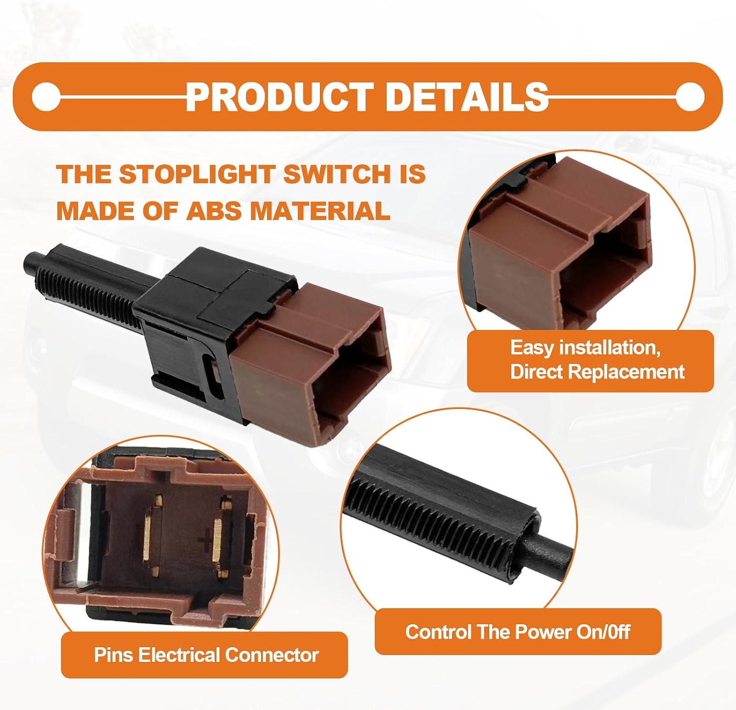 Brake Light Switch, Cruise Control Cutout Switch, Stop Lamp Stoplight Switch Assembly Compatible with Nissan Altima 350Z Sentra Rogue, for Infiniti G35 M45 QX56, 25300-3RA0A 25300-4M400 25300-AT300