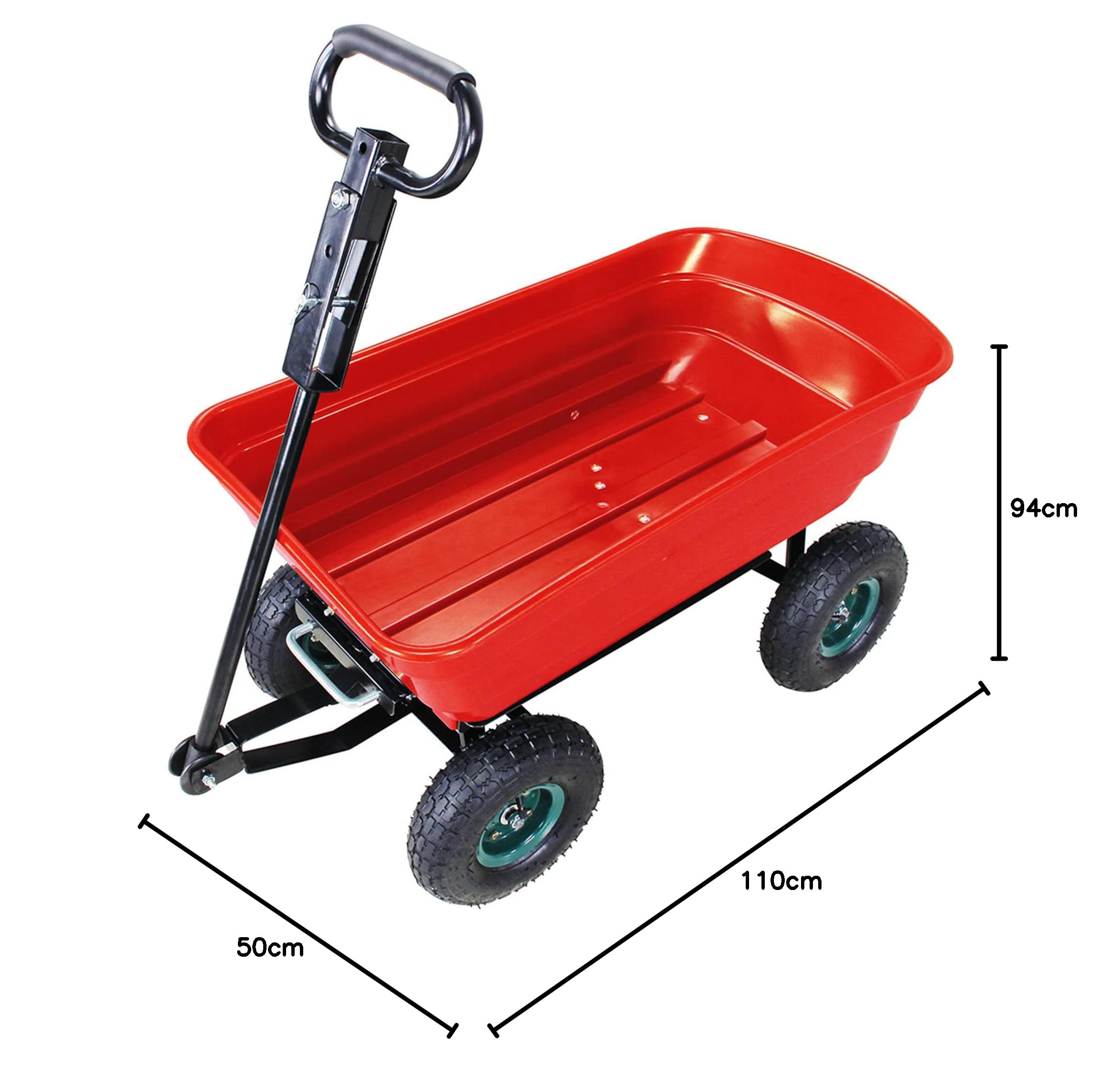 Miweba Bollerwagen Dumper | 𝟑𝟎𝟎 kg Traglast - Luftreifen - Volumen 75 L - Kippfunktion - Sackkarre - Schubkarre - Transportwagen - Kinderwagen - Handwagen - Gartenwagen - Wagen - Kippwagen (Rot)