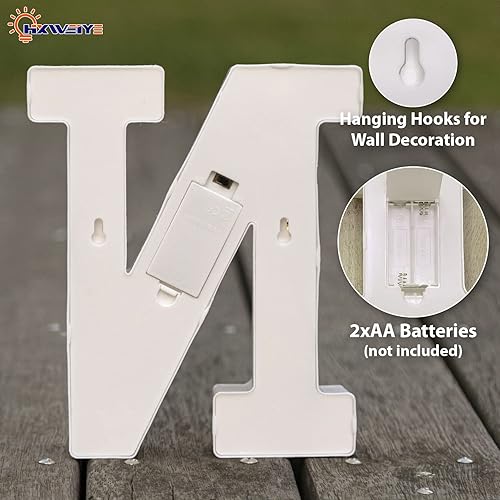 Miniatura 10 de HXWEIYE - Letrero de marquesina con luces led, 26 letras,10 números y signo grandes para decoración de fiesta, cumpleaños y Navidad, funciona a