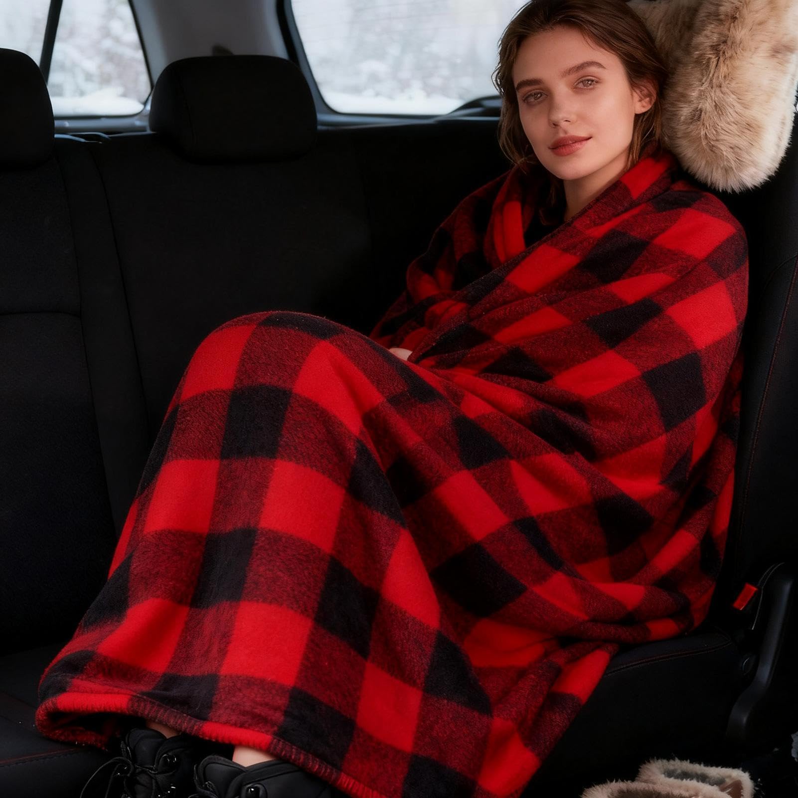 Generico Coperta Riscaldante Per Auto Regolabile Morbida Con 3 Livelli | 12V Coperta Elettrica Riscaldante Per Auto Per Anziani, Uomini, Donne, Campeggio, Pendolarismo, Viaggi Stradali, Gite,