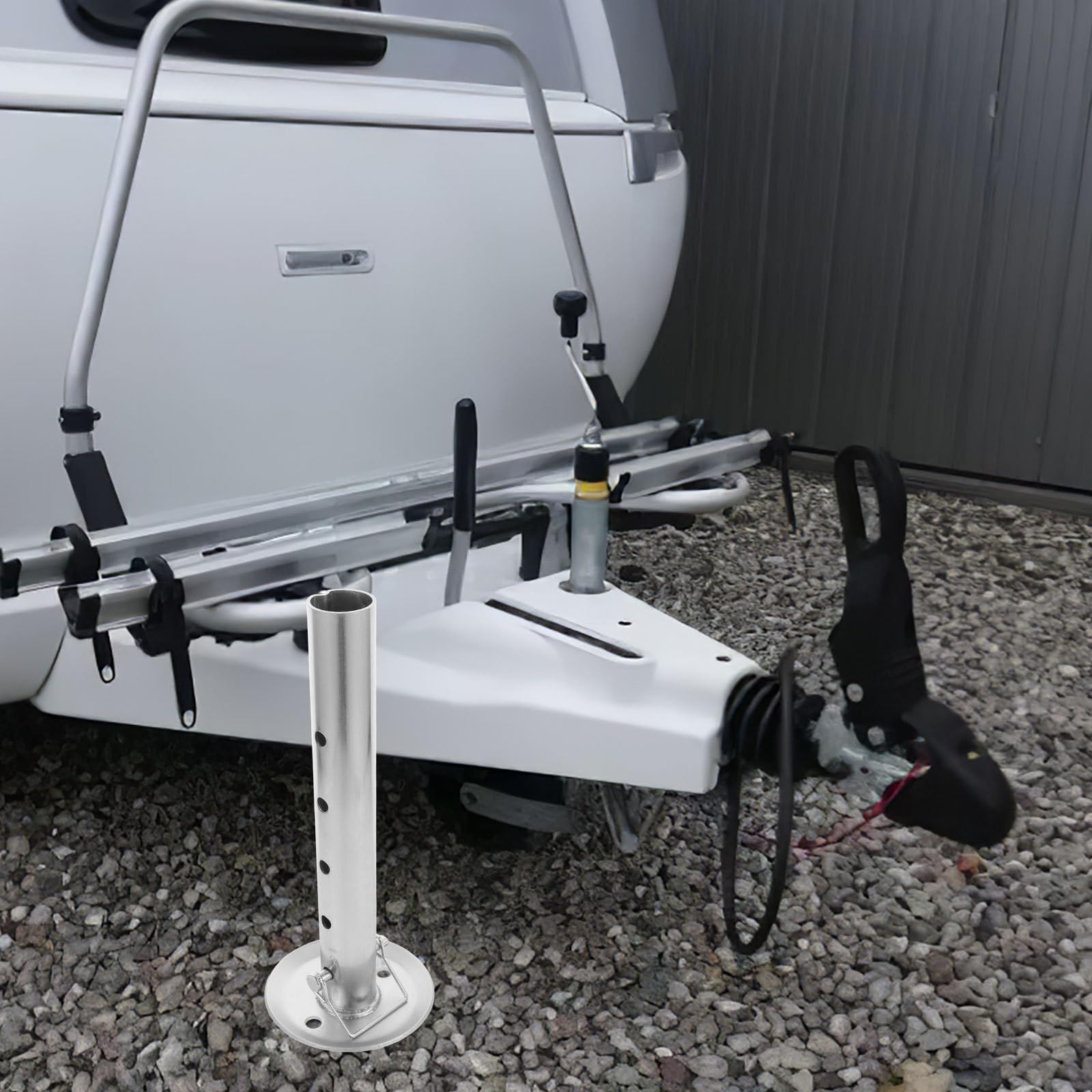 Levemolo Verstellbarer Stützfuß mit Abnehmbarem Fußpolster aus Kohlenstoffstahl für Anhänger und Ergonomischem Design für Wohnmobile und Wohnwagen Zubehör