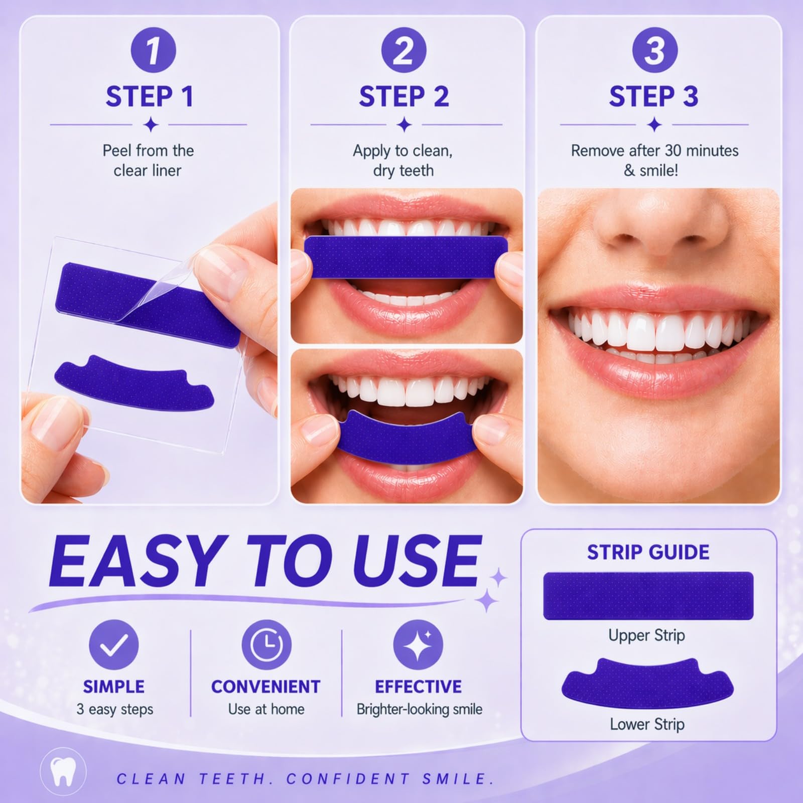 2026 New Purple Teeth Whitening Strips, Skin Tone Correcting Purple Teeth Whitening Strips, Remove Yellow Stains, Enamel Safe for Sensitive Teeth, 30-Minute Treatment, 1 Box - 14 Strips (1 box) — view 6