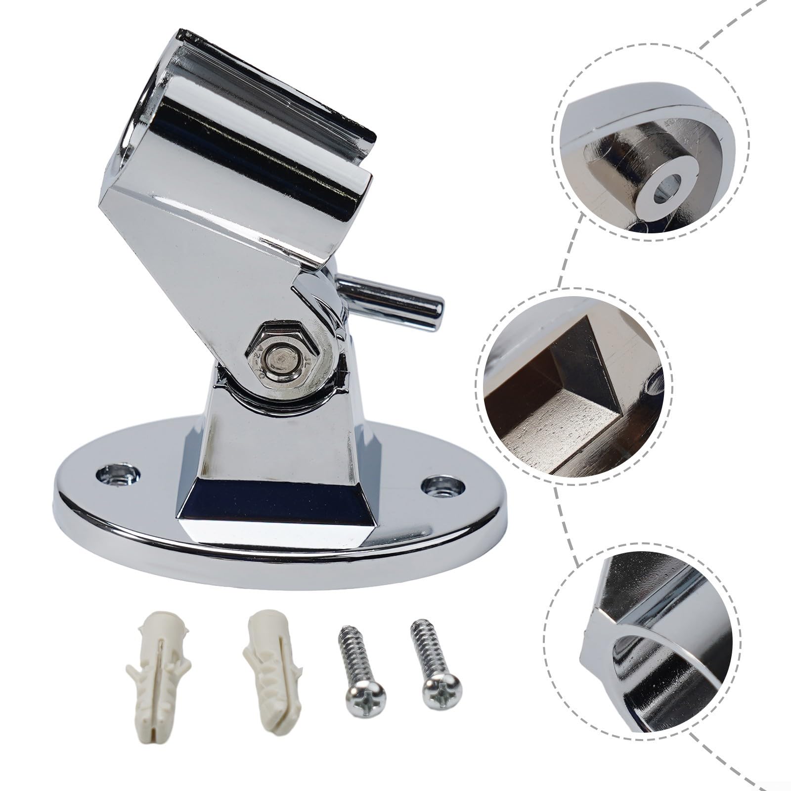 Soporte De Ducha De Pared Ajustable | ABS Plateado, 360°, Para Mangueras Grandes Y Pequeñas