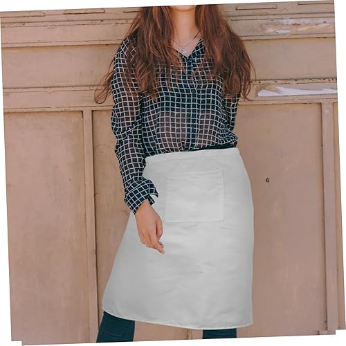 Miniatura 4 de CALLARON Delantal de camarera de algodón, delantales de algodón unisex, delantales blancos de algodón para hombres y mujeres, delantales de cocina