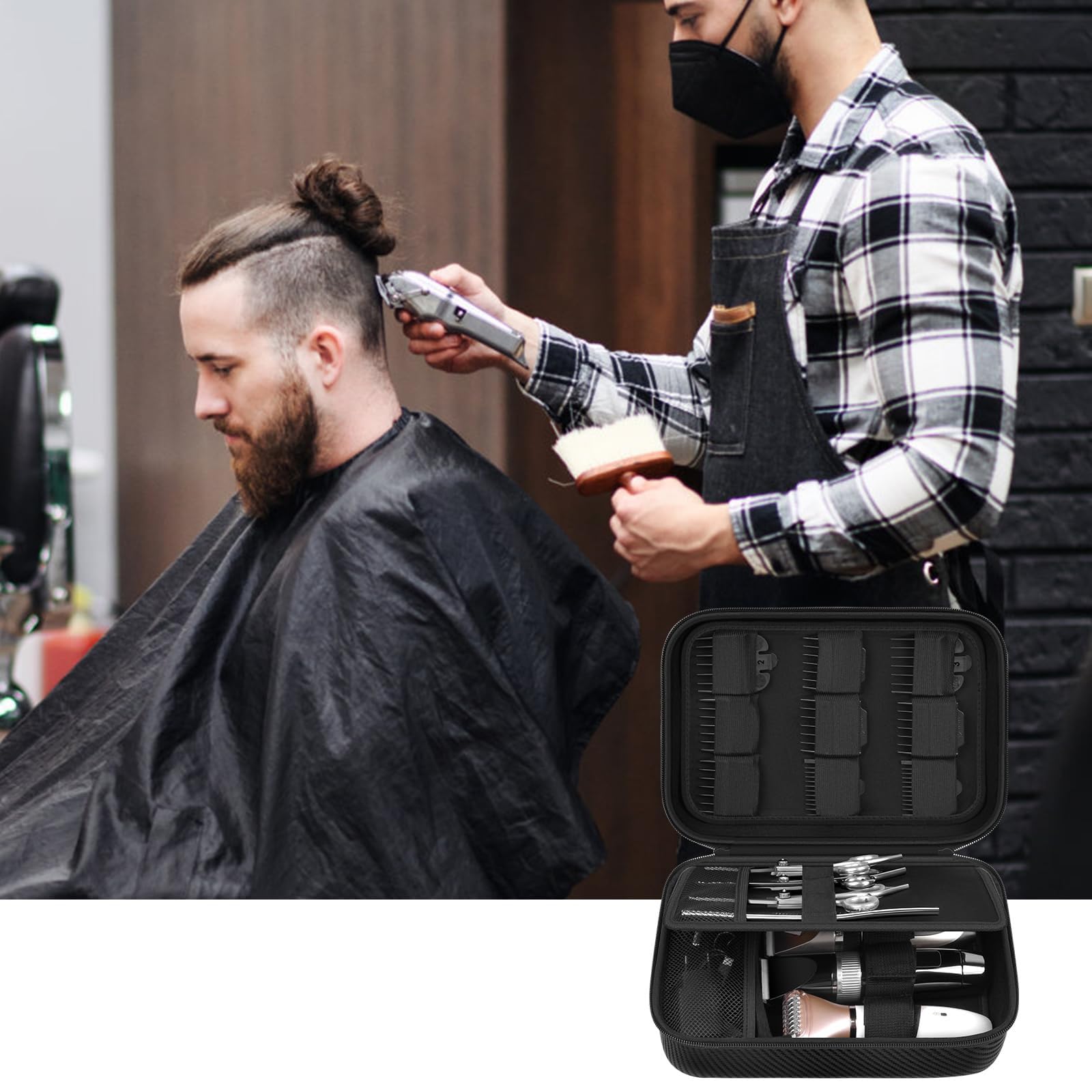 Boobowl Sac Accessoire Tondeuse pour Clipper et Accessoires, Boîte de Tonte pour Homme, Support de Rangement Portable pour Tondeuse à Cheveux, Kit de Protection et Toilettage (Seulement la Boîte