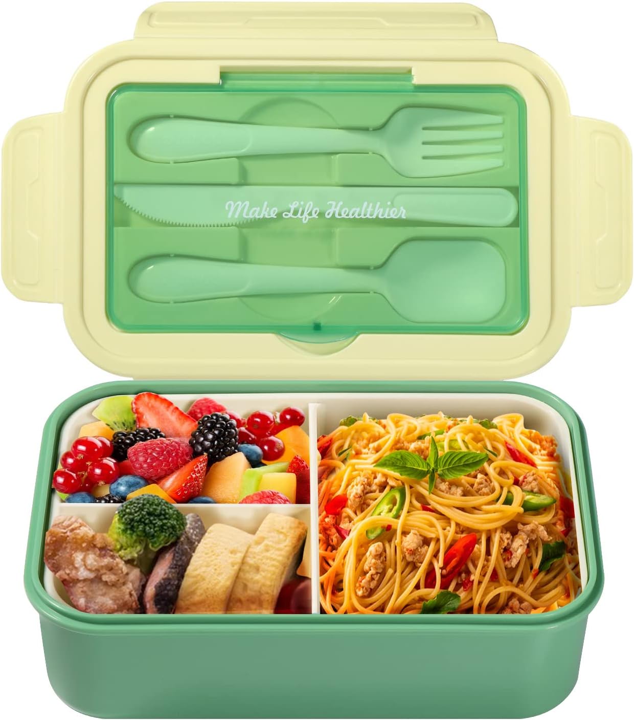 Lunch Box 1400ml VINATO - Boîte Repas à 2 Niveaux Avec Couverts, Idéale Pour Le Bureau, L'école Ou Les Voyages
