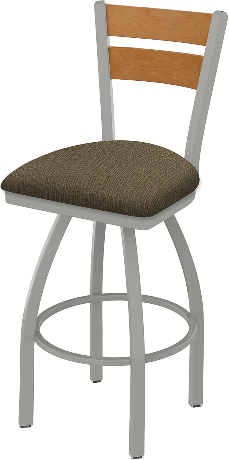 832 Thor 30" Swivel Counter Stool with Anodized Nickel Finish, 2 Piece Medium Wood Back, and Graph Cork Seat