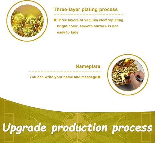 Miniatura 3 de LimuToy Réplica del trofeo del globo de oro, decoración del trofeo de fútbol, Trofeo de balón de oro de fútbol, réplica del trofeo de fútbol de