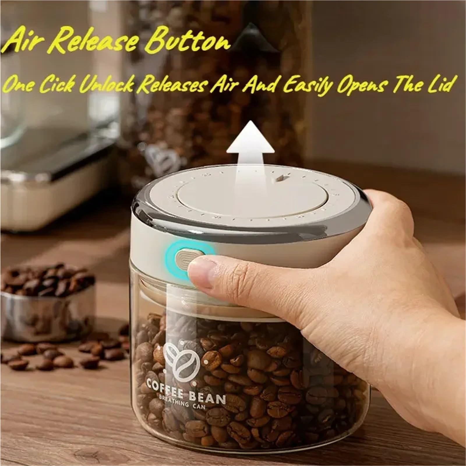 Vakuumversiegelte Kaffeebohnen-Aufbewahrungsdosen mit Ventil, feuchtigkeitsbeständiger, luftdichter Behälter for Getreide, Snacks, Zucker Kaffeebohnen-Aufbewahrung(1100ml)