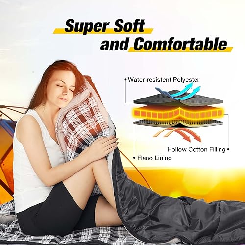 Miniatura 4 de KINGS TREK Saco de dormir calefactado con batería y bolsa de compresión, saco de dormir ligero impermeable para campamento, mochileros, senderismo