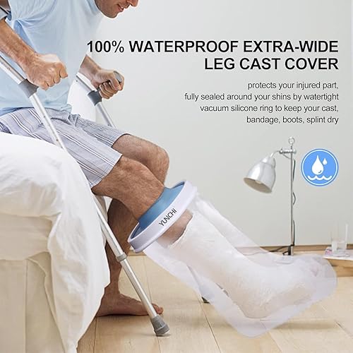 Miniatura 7 de YUNCHI Funda impermeable para ducha, protector extra ancho para piernas y pies para adultos, tamaño XL, se adapta a pantorrillas de 13 a 28 pulgadas