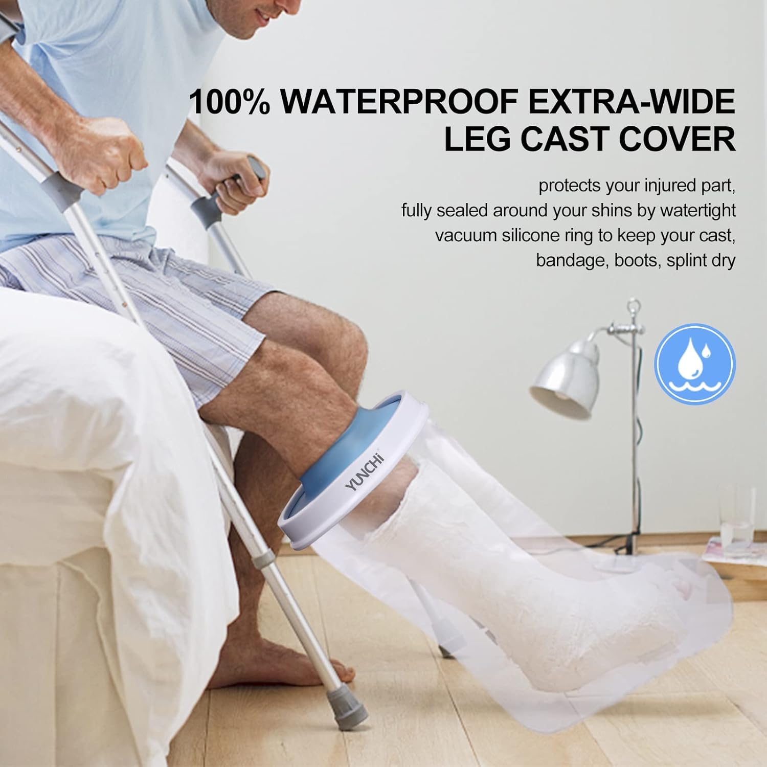 YUNCHI Funda impermeable para piernas extra anchas para adultos de ducha, protectores de pies herméticos extra grandes, XL, adultos, cirugía de pies, funda para botas para ducha (adulto XL pierna