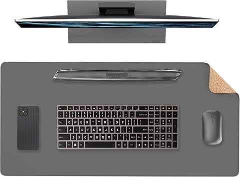 Amazon Ysagi デスクマット コルクデスクパット 環境に優しい パソコンマット ゲーミングマウスパッド オフィス及び自宅用 テーブルマット 濃い灰色 80 40cm 文房具 オフィス用品 文房具 オフィス用品