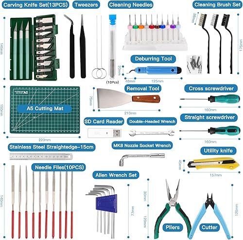 Miniatura 9 de Sovol Kit de herramientas para impresora 3D, 78 piezas de accesorios de impresora 3D con kit de limpieza de boquilla, kit de destornilladores