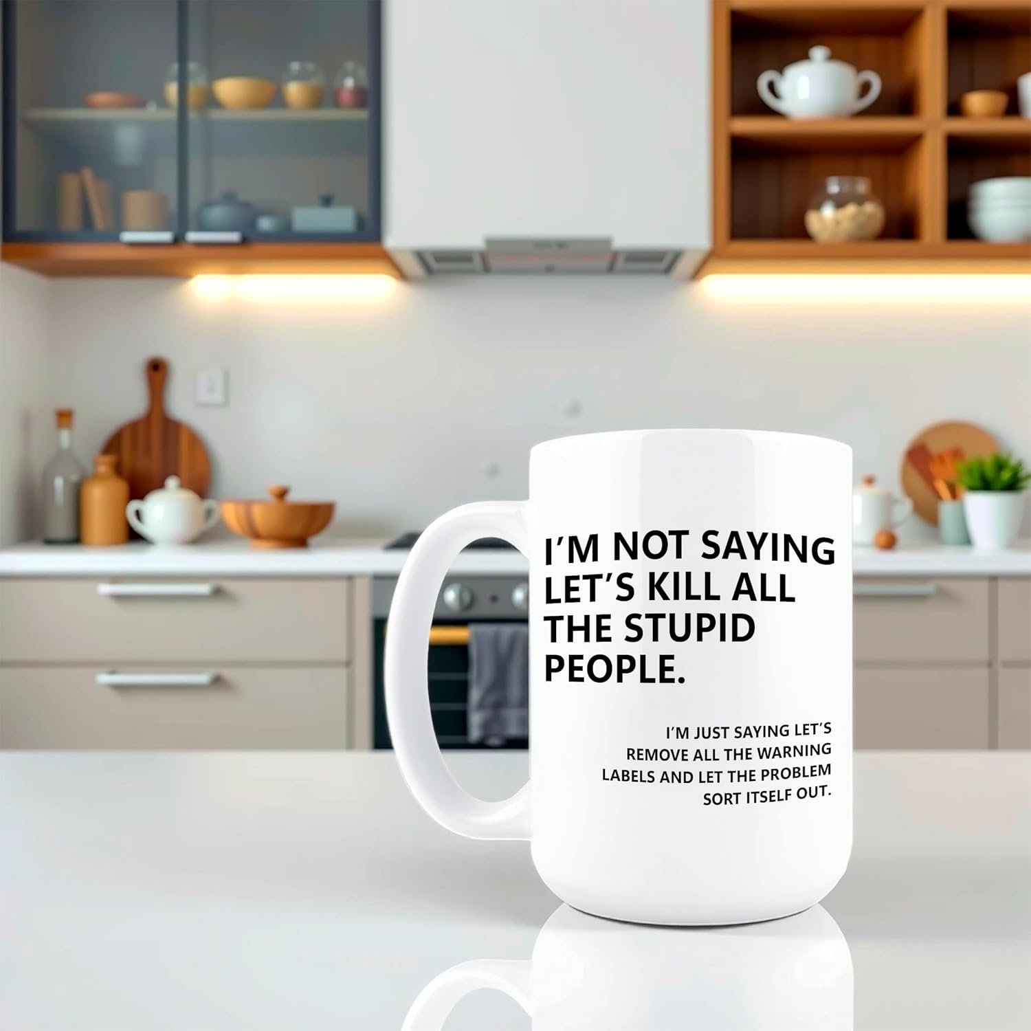 Hogg Sarcastic Ceramic Coffee Mugs with Funny Quotes, Grumpy Coffee Mug, Dark Humor, Im Not Saying Lets Kill All the Stupid People, 15oz Ceramic Novelty Gag Gift, Office Birthday Gift for Coworker