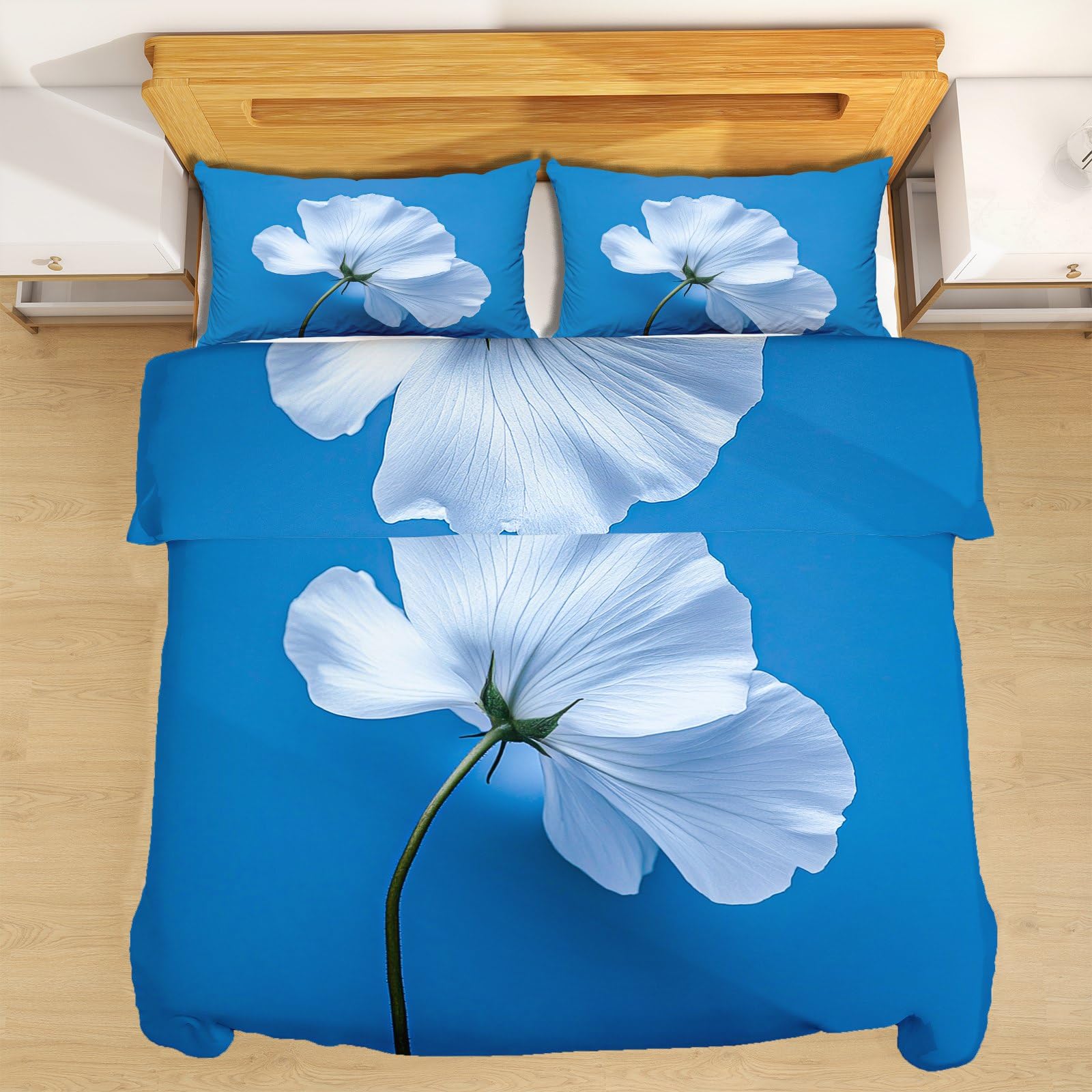 Housse de couette coquelicot 140x200 infroissable pour un lit simple facile à border