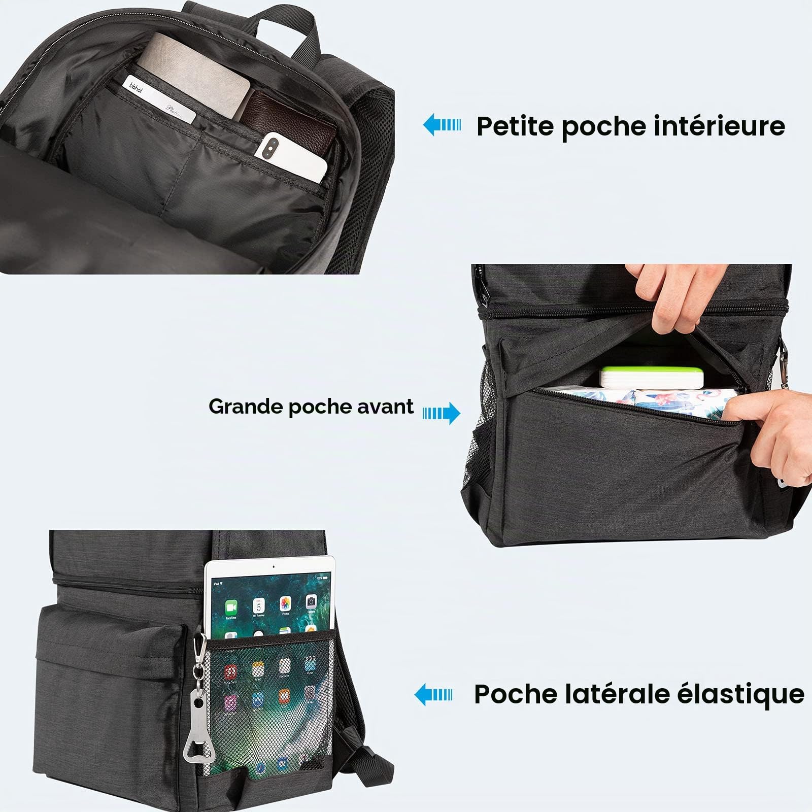 Sac à dos isotherme 2 en 1 - Grand sac isotherme - Anti-fuite - Avec compartiment isotherme - Parfait pour les pique-niques, les excursions à la plage, la randonnée, le travail et les excursions en